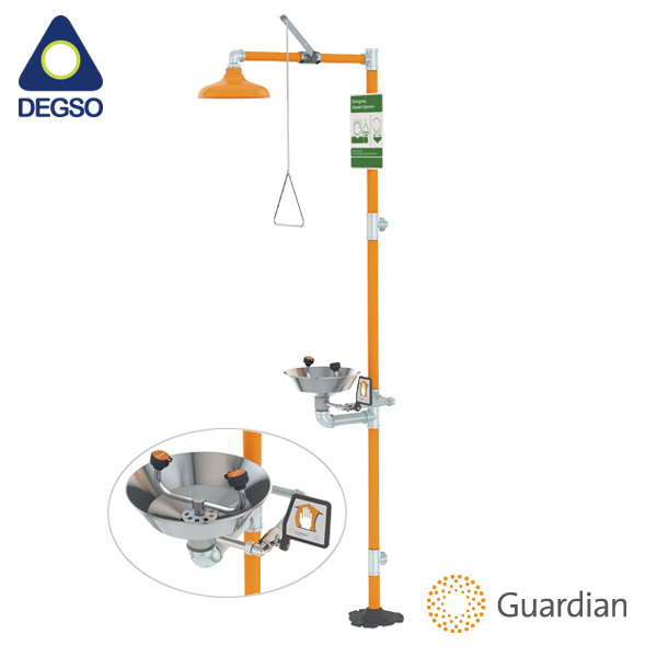 Estación de lavado de emergencia con bandeja de acero inoxidable Guardian G1902