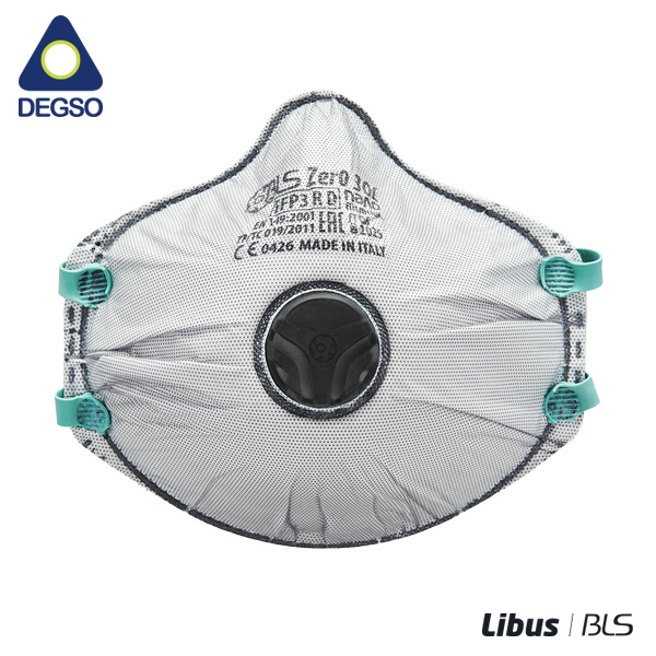 Respirador desechable valvulado FFP3 R D para partículas y con carbón activo para niveles molestos de gases, vapores orgánicos y ozono con sello facial parcial (caja de 10 unidades)
