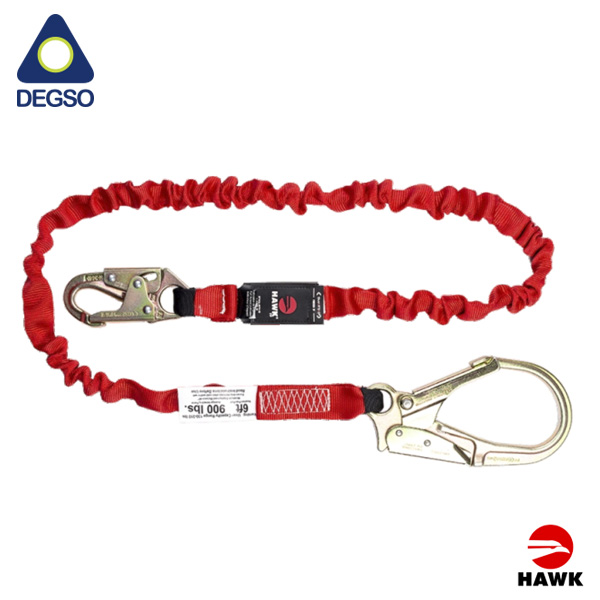 Línea de vida simple elastizada de 1,8 m con gancho grande diámetro de apertura 60 mm HAWK® 651PC-6FT (ANSI)