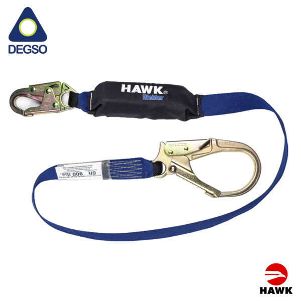Línea de vida simple de kevlar con gancho grande diámetro de apertura 60 mm HAWK® 651KNC-6FT (ANSI)