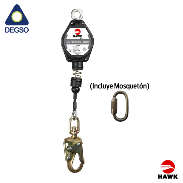 Retráctil de cable de acero 3/16" de 3 m (10 pies) HAWK®KH/RGS-M, incluye mosquetón (ANSI)