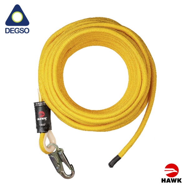 Línea de vida de cuerda semiestática de kernmantle de 5/8” con conector en un extremo, de 60 m de largo HAWK 101KT (EN)