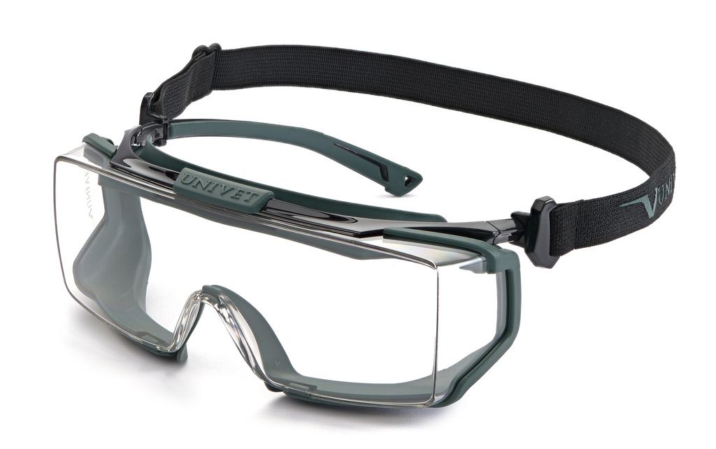 Sobregafa Univet 5X2 clara Hybrid con banda, patillas y recubrimiento VPLUS UV400