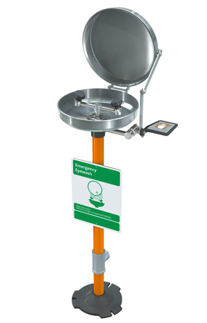 Lavaojos de emergencia de pedestal con bandeja y cubierta de acero inoxidable Guardian G1825BC
