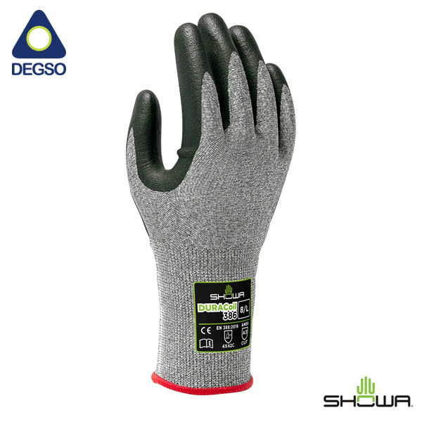 Guante anticorte con palma de nitrilo micro poroso SHOWA® DURACoil™ 386