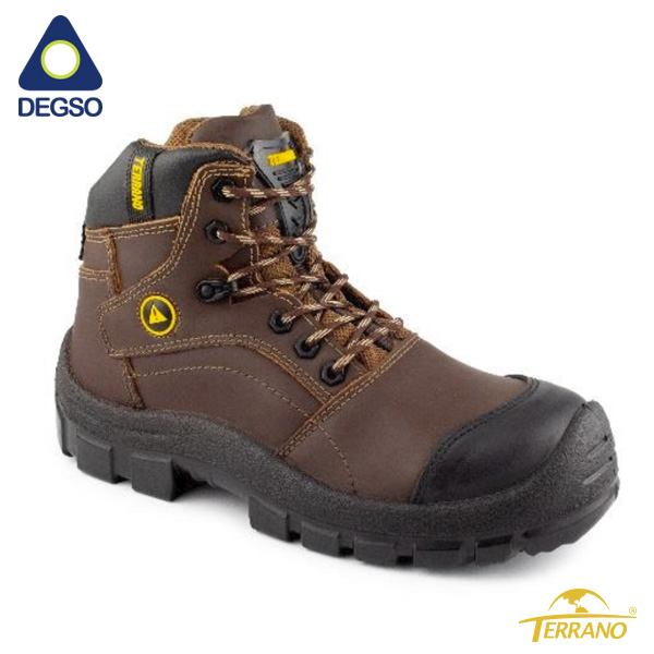 Botín de cuero café punta composite planta PU 6202R