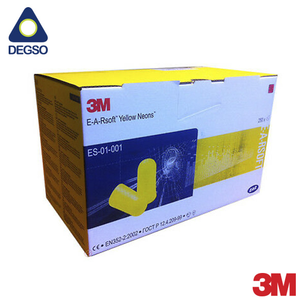 Tapón auditivo descartable 3M™ E-A-Rsoft™ Yellow Neons™ sin cordón (caja de 250 pares)