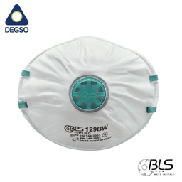 [BLS129BW] Respirador desechable valvulado FFP2 R D para partículas en forma de copa con elásticos soldados (caja de 15 unidades)