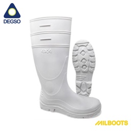 Bota PVC 4x4 Blanca con forro, para protección humedad sin puntera de seguridad