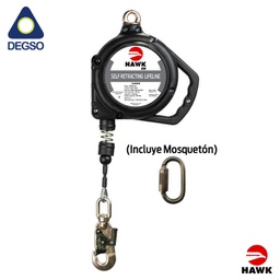 [HAWKH/RGS-M 6mt] Retráctil de cable de acero 3/16&quot; de 6 m con  gancho pequeño cumple UNE EN- 360:2002 (incluye mosquetón)