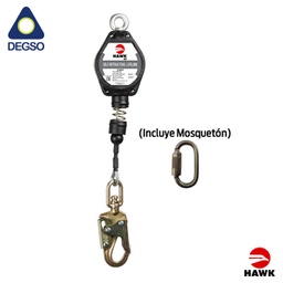 [HAWKH/RGS-M 10ft] Retráctil de cable de acero 3/16" de 3 m (10 pies) HAWK®KH/RGS-M, incluye mosquetón (ANSI)