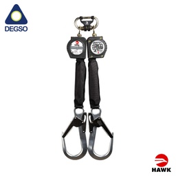 [HAWKH/RWTRA-2mt] Retráctil personal de doble brazo de cinta de 2 m, con ganchos de aluminio grandes cumple UNE EN-360:2002